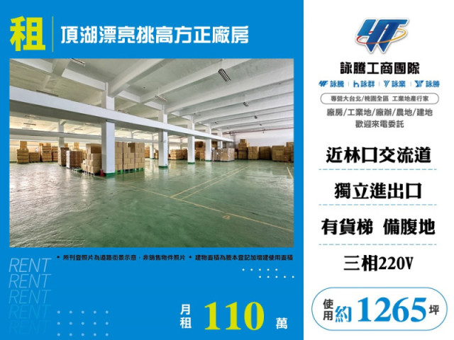 頂湖漂亮挑高方正廠房