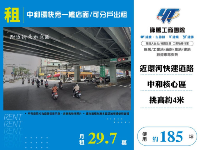 中和環快旁一樓店面/可分戶出租